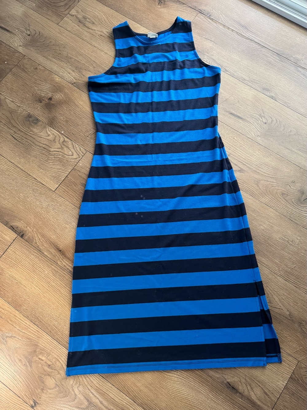 a new day Blue and Black Striped Sleeveless Midi Dress